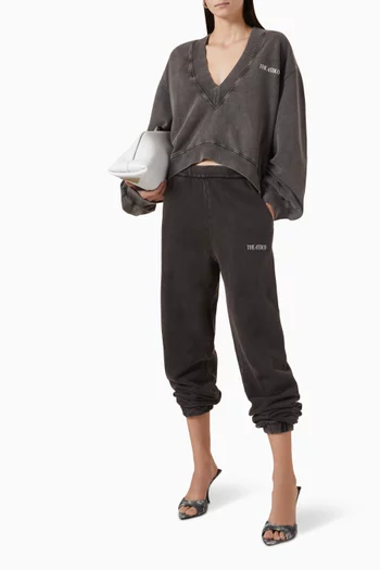 V-neck Oversized Sweatshirt in Brushed Fleece
