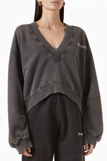 V-neck Oversized Sweatshirt in Brushed Fleece