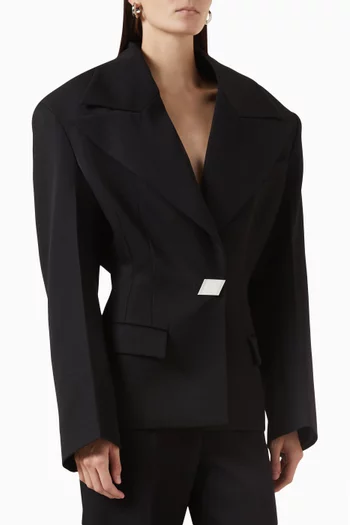 Oversized-collar Blazer in Virgin Wool