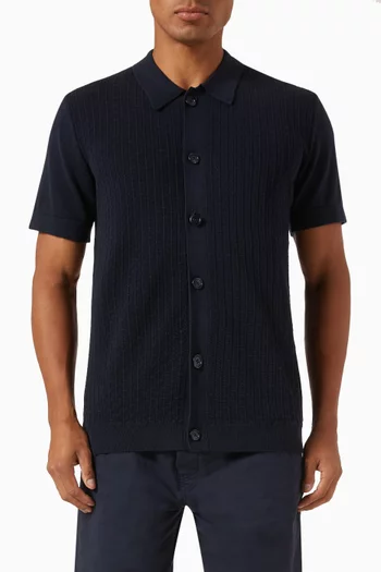 Structured Cardigan Polo in Cotton-knit