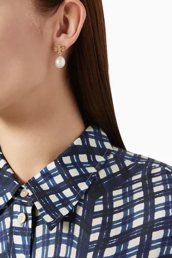 Kira Pearl Drop Earrings in 18kt Gold-plated Brass