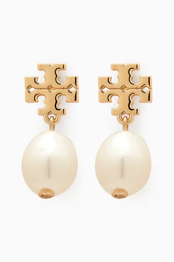 Kira Pearl Drop Earrings in 18kt Gold-plated Brass