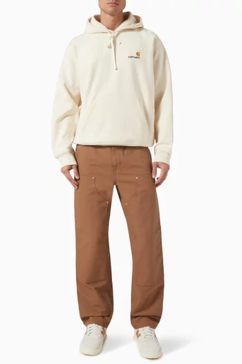 كنزة بغطاء رأس أميريكان بشعار الماركة مزيج قطن