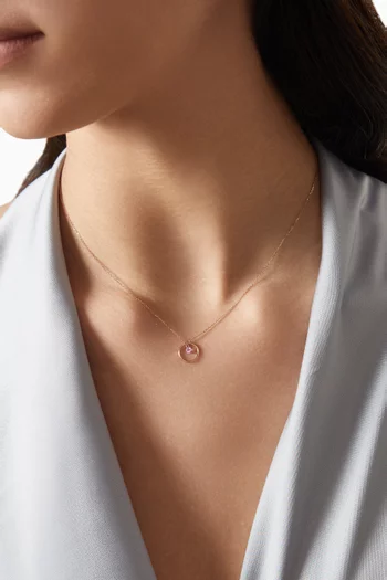 قلادة هيليوس كوميك بدلاية مزينة بياقوت وردي ذهب وردي عيار 18