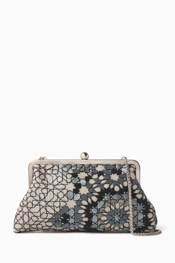 Anthracite Arabesque Clutch in Beaded Tweed