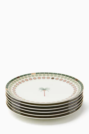 Palm Dinner Plates in Porcelain, Set of 6