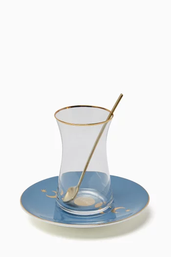 Hilal Istikana Tea Cups and Saucers, Set of 6