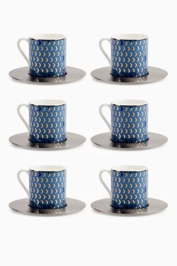 Moon Espresso Cups in Porcelain, Set of 6