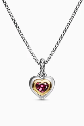 Petite Cable Heart Pendant in 14kt Yellow Gold and Sterling Silver