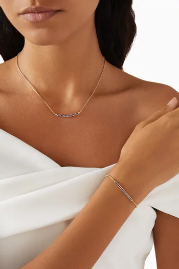 Petite Pavé Bar Necklace in 18kt Yellow Gold with Sapphires