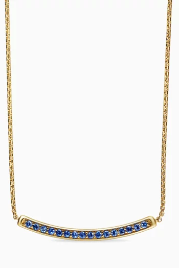 Petite Pavé Bar Necklace in 18kt Yellow Gold with Sapphires