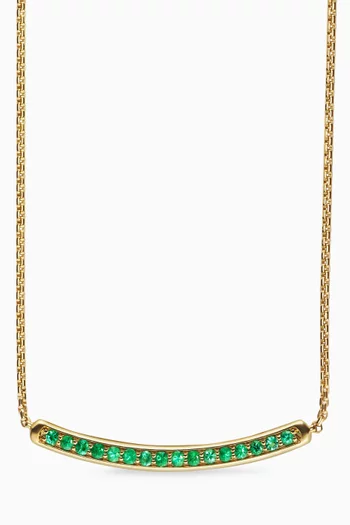 Petite Pavé Bar Necklace in 18kt Yellow Gold with Emeralds