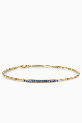 Petite Pavé Bar Bracelet in 18kt Yellow Gold with Blue Sapphires