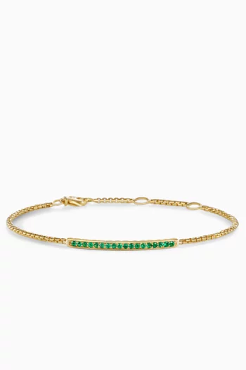 Petite Pavé Bar Bracelet in 18kt Yellow Gold with Emeralds
