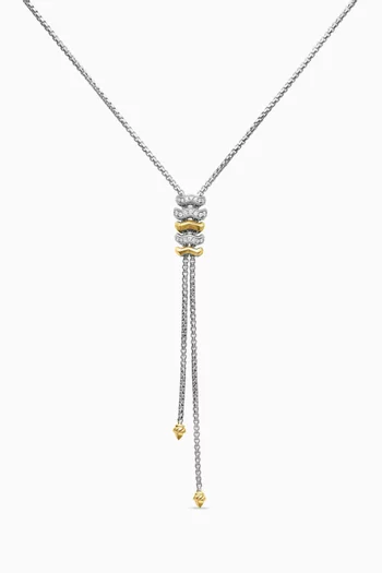 Stax Diamond Y Necklace in Silver & 18kt Gold