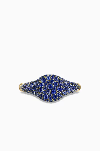 Petite Pavé Pinky Ring in 18kt Yellow Gold with Sapphires