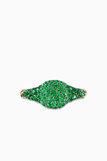 Petite Pavé Pinky Ring in 18kt Yellow Gold with Emeralds