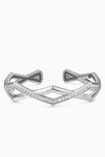 Zig Zag Stax™ Two Row Diamond Cuff Bracelet in Sterling Silver