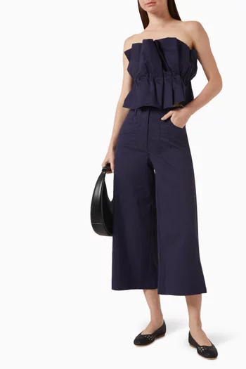 Dover Pleated Peplum Top in Cotton-poplin