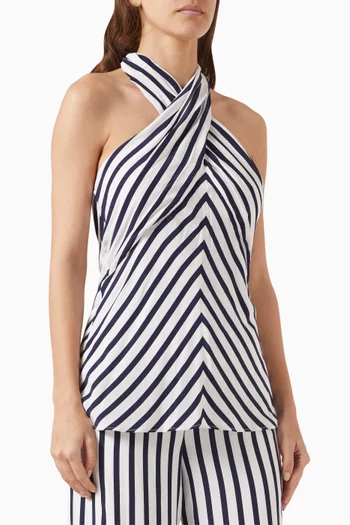 Dawn Striped Top in Crepe de Chine Viscose