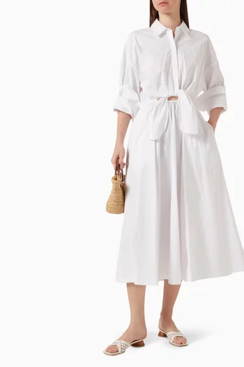Lisa Shirt Midi Dress in Cotton-poplin