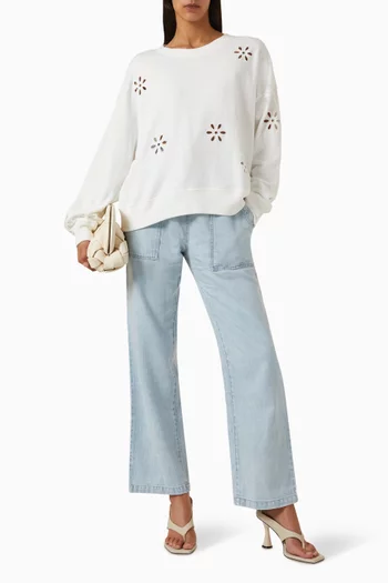 Classic Eyelet Sweatshirt in Cotton Blend