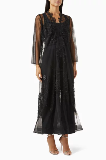 Sheer Abaya in Tulle & Lace