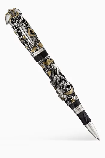 قلم حبر جاف مزين بقراصنة فضة إسترلينية بإصدار محدود
