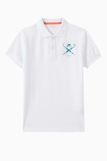 Swim Logo Polo Shirt in Cotton