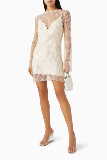 Kiara Sheer Mini Dress in Cotton Mesh