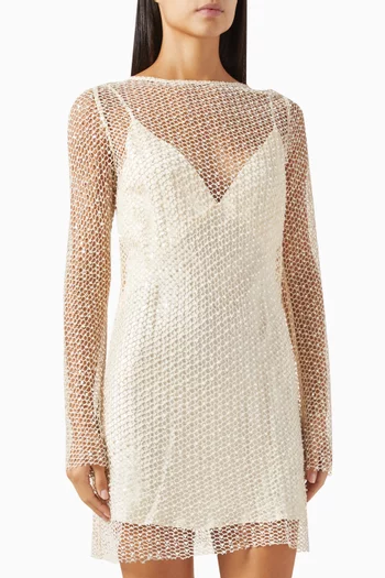 Kiara Sheer Mini Dress in Cotton Mesh