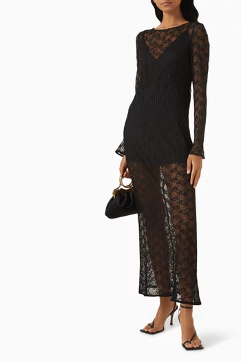Sol Maxi Dress in Pleated Lace