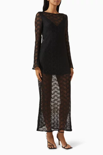 Sol Maxi Dress in Pleated Lace