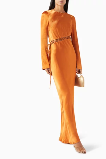 Sofia Lace-up Maxi Dress in Viscose