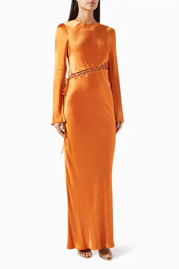 Sofia Lace-up Maxi Dress in Viscose