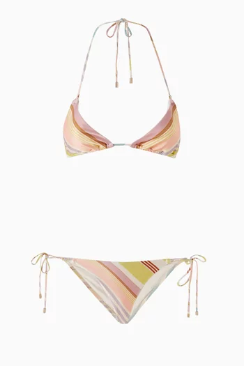 Halliday Striped Triangle Bikini Set in Lycra