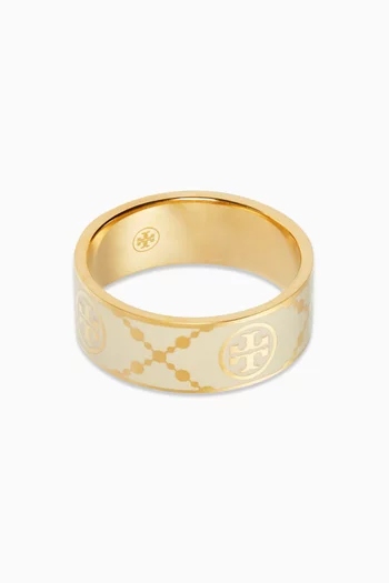 T Monogram Ring in Enamel