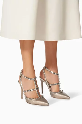 Rockstud 100 Pumps in Laminated Elk-print Leather