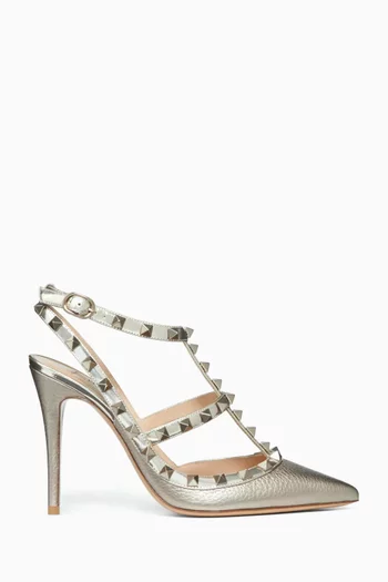 Rockstud 100 Pumps in Laminated Elk-print Leather