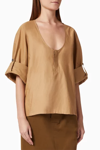 Henley Blouse in Cotton Twill