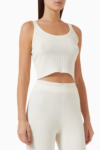 Rib-knit Crop Top in Cotton