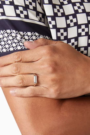 خاتم لينوكس رفيع مرصع بحجر عقيق أبيض فضة إسترلينية