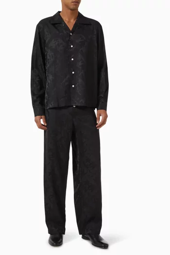 Football Jacquard Havana Shirt in Viscose-silk