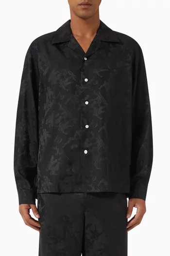 Football Jacquard Havana Shirt in Viscose-silk