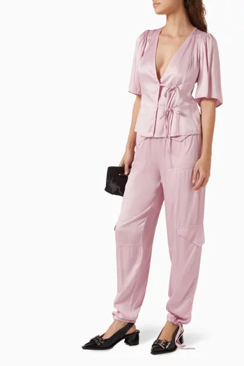 Washed Wrap Blouse in Satin