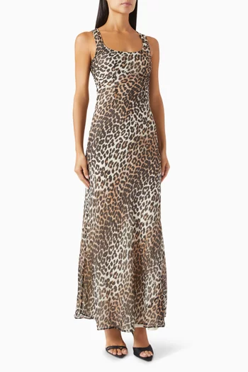 Leopard-print Maxi Dress in Chiffon