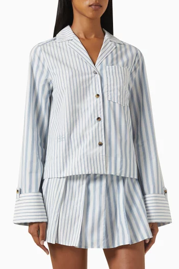 Striped Long-sleeve Shirt in Organic Cotton-poplin