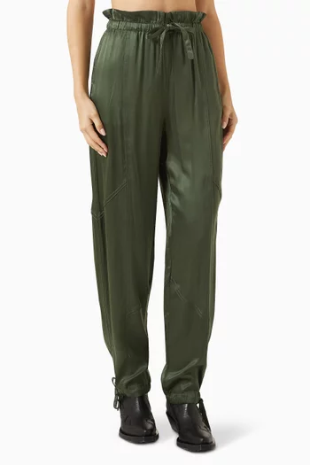 Elasticated-waist Pants in Satin