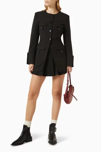 Pleated Mini Skirt in Twill
