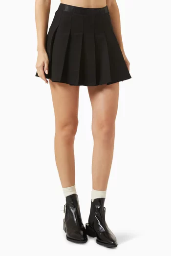 Pleated Mini Skirt in Twill